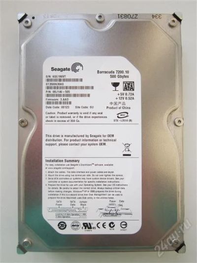 Лот: 2460043. Фото: 1. Жесткий диск SATA II 500Gb Seagate... Жёсткие диски (HDD)
