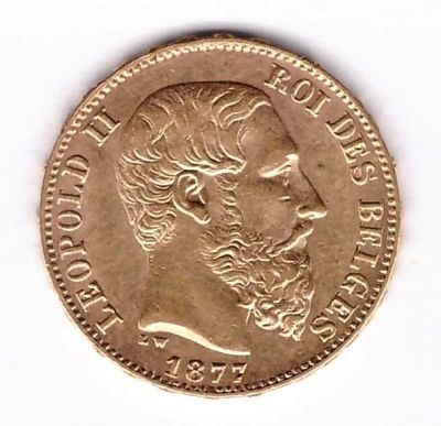 Лот: 6093378. Фото: 1. 20 франков 1877 год Бельгия Леопольд... Европа