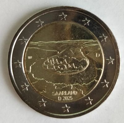 Лот: 10816422. Фото: 1. 2 евро 2025 год. Германия. Саар... Германия и Австрия
