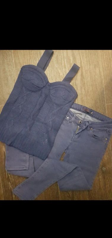 Лот: 3545559. Фото: 1. Штаны джинсы утепленные и жилет... Свитеры, толстовки