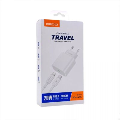 Лот: 22147522. Фото: 1. СЗУ RECCI TRAVEL 20W PD3.0 RCK-16ECL... Зарядные устройства, блоки питания, адаптеры сетевые для смартфонов