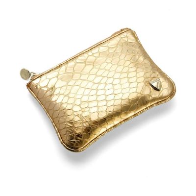 Лот: 10607672. Фото: 1. Косметичка Snakeskin, золотая. Аксессуары