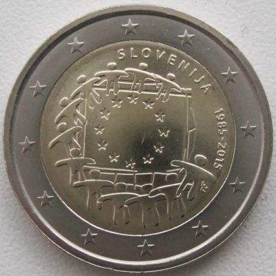 Лот: 6715953. Фото: 1. Словения 2 евро 2015. 30 лет флагу... Европа
