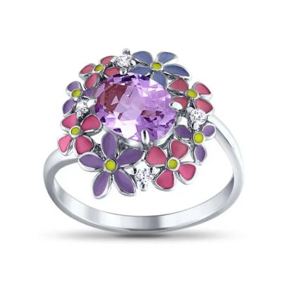Лот: 23843338. Фото: 1. Серебряное кольцо с аметистом... Кольца, перстни