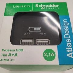 Лот: 18040965. Фото: 1. Розетка USB 2.1A Schneider Electric... Электроустановочные изделия