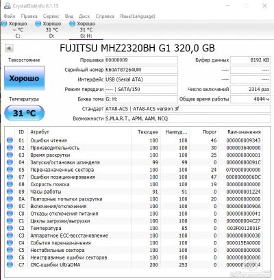 Лот: 7054008. Фото: 1. Винчестер для ноутбука fujitsu... Жёсткие диски (HDD)