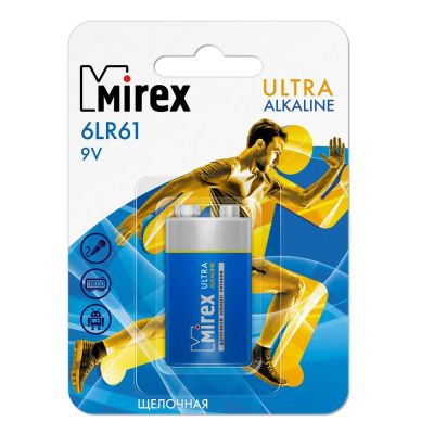 Лот: 22144469. Фото: 1. Элем.пит.MIREX 6LR61 / Крона 9V... Батарейки, аккумуляторы, элементы питания
