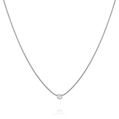 Лот: 23975605. Фото: 1. Колье из белого золота с бриллиантом. Колье