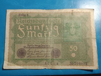 Лот: 20651859. Фото: 1. Банкнота Рейх 1919 год 50 марок... Германия и Австрия