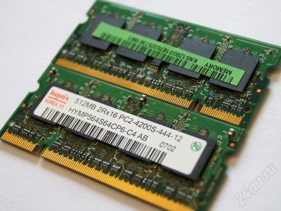 Лот: 492718. Фото: 1. 2шт. SoDIMM DDR2-533 512MB Hynix... Оперативная память
