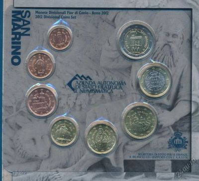 Лот: 5860320. Фото: 1. Сан-Марино 2012 Годовой набор... Наборы монет