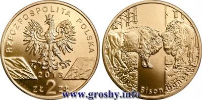 Лот: 5071314. Фото: 1. 2 злотых 2013 Польша, Зубр (Bison... Европа