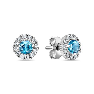 Лот: 23798127. Фото: 1. Серебряные серьги с фианитами. Серьги, каффы
