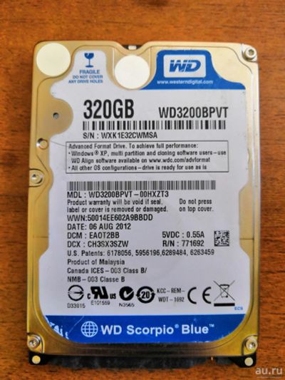 Лот: 13632809. Фото: 1. WD blue 320 gb. Жёсткие диски (HDD)