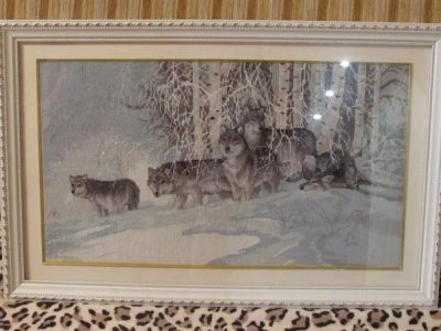 Лот: 5154646. Фото: 1. Картина вышитая крестом "Волки... Вышивание