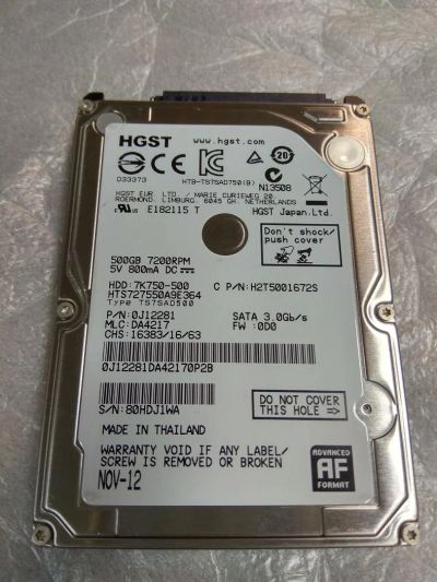 Лот: 11272517. Фото: 1. HGST 500G sataIII. Жёсткие диски