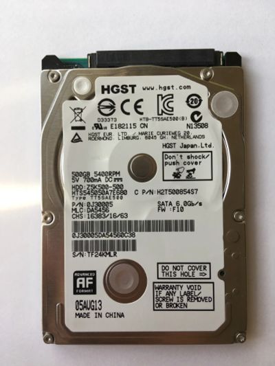 Лот: 16514709. Фото: 1. Жесткий диск HDD 2.5" HGST Z5K500-500. Жёсткие диски (HDD)