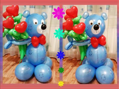 Лот: 4591014. Фото: 1. Мишка тедди из шаров. Воздушные шары
