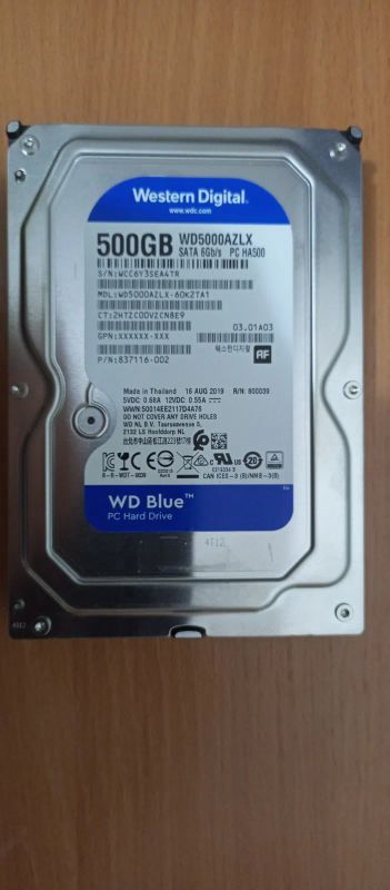 Лот: 23910097. Фото: 1. Жесткий диск WD Blue 500Gb (WD5000AZLX... Жёсткие диски (HDD)