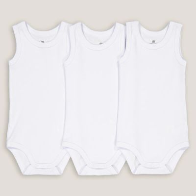 Лот: 24245859. Фото: 1. Комплект из 3 белых боди LaRedoute. Ползунки, распашонки, слипы