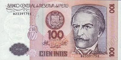 Лот: 72403. Фото: 1. Перу. 100 инти 1987г. Идеал!. Америка