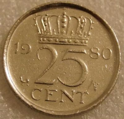 Лот: 8222939. Фото: 1. 25 центов 1980 Нидерланды. Европа