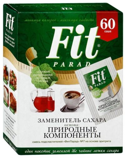Лот: 6577222. Фото: 1. Сахарозаменитель ФитПарад №7 САШЕ... Диетическое питание