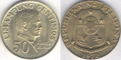 Лот: 5190226. Фото: 1. 50 сентимо Филлипины 1972г. Азия