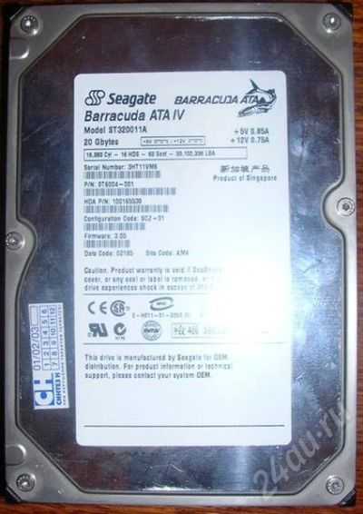 Лот: 324725. Фото: 1. Seagate Barracuda ATA IV ST320011A. Жёсткие диски (HDD)