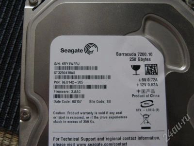 Лот: 608895. Фото: 1. Seagate 250Gb SATA. Жёсткие диски (HDD)
