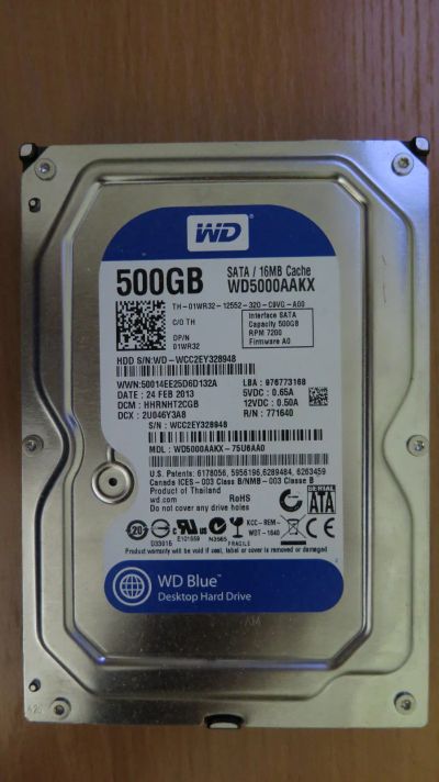 Лот: 24910370. Фото: 1. Жесткий диск WD Blue 500Gb (WD5000AAKX... Жёсткие диски (HDD)