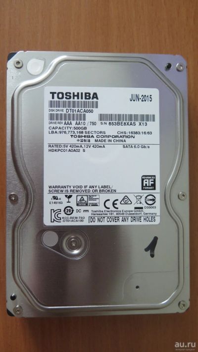 Лот: 18569781. Фото: 1. Жесткий диск Toshiba 500gb DT01ACA050... Жёсткие диски (HDD)