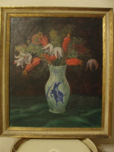 Лот: 16971128. Фото: 1. Картина "Цветы в вазе" холст... Произведения