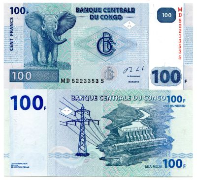 Лот: 19035897. Фото: 1. Конго 100 франков 2013г. Африка