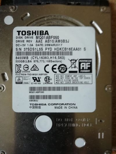 Лот: 19038155. Фото: 1. HDD 2,5" 500 Gb Toshiba MQ01ABF050. Жёсткие диски (HDD)