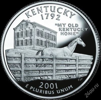 Лот: 2970805. Фото: 1. США. 25 центов. 2001 год. Кентукки. Америка