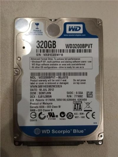 Лот: 11525706. Фото: 1. Жесткий диск 2.5 WD 320Gb. Жёсткие диски (HDD)