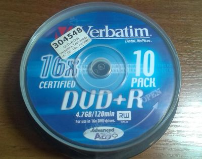 Лот: 3719519. Фото: 1. DVD+R Verbatim 4.7Gb 16x Cake... CD, DVD, BluRay
