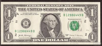 Лот: 13273914. Фото: 1. Банкнота (купюра) / 1 доллар США... Америка