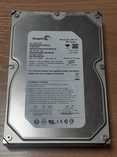 Лот: 20843622. Фото: 1. HDD 500gb SATA, жесткий диск для... Жёсткие диски (HDD)