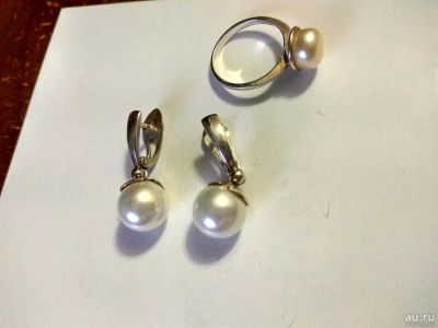 Лот: 9825985. Фото: 1. Серебрянный набор с жемчугом. Комплекты изделий