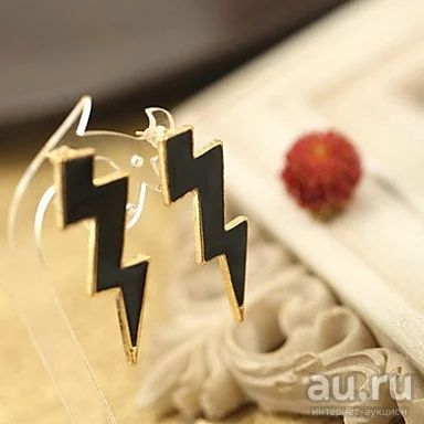 Лот: 9523337. Фото: 1. Серьги молнии. Серьги, каффы