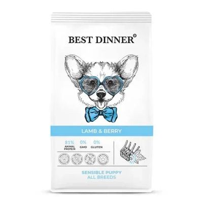 Лот: 24829535. Фото: 1. Best Dinner Puppy Sensible сухой... Корма