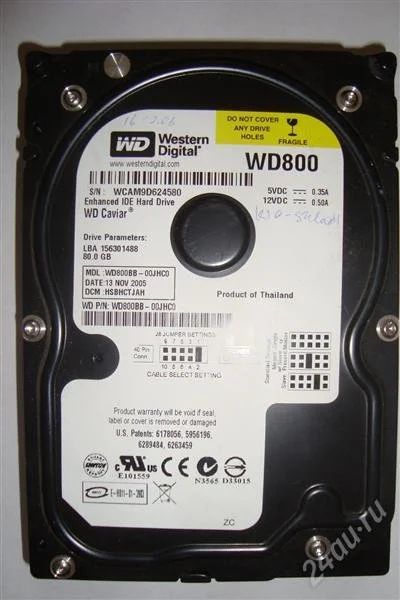 Лот: 2703569. Фото: 1. IDE WD800 80Gb. Жёсткие диски (HDD)