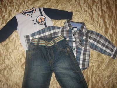 Лот: 1973069. Фото: 1. джинсы,боди, рубашка на 3-6 мес... Брюки, шорты, джинсы