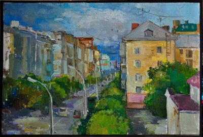 Лот: 13003854. Фото: 1. Картина "Проспект Мира". Холст... Картины, рисунки