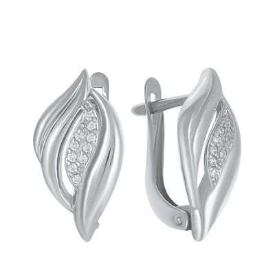 Лот: 23897467. Фото: 1. Серьги TALANT из серебра с фианитами. Серьги, каффы