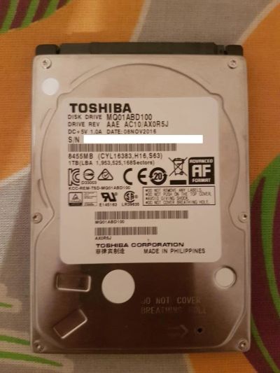 Лот: 10596848. Фото: 1. HDD Toshiba 1Tb 2.5". Жёсткие диски (HDD)