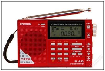 Лот: 1534234. Фото: 1. Tecsun PL-210 Red Всеволновый... Тюнеры, радиоприёмники