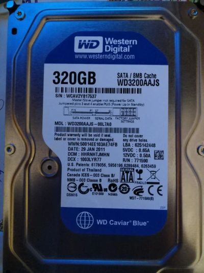 Лот: 10465640. Фото: 1. Жёсткий диск HDD 320 Gb Western... Жёсткие диски (HDD)